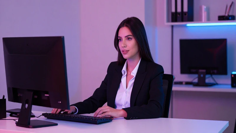 Mujer profesional en estación de trabajo moderna