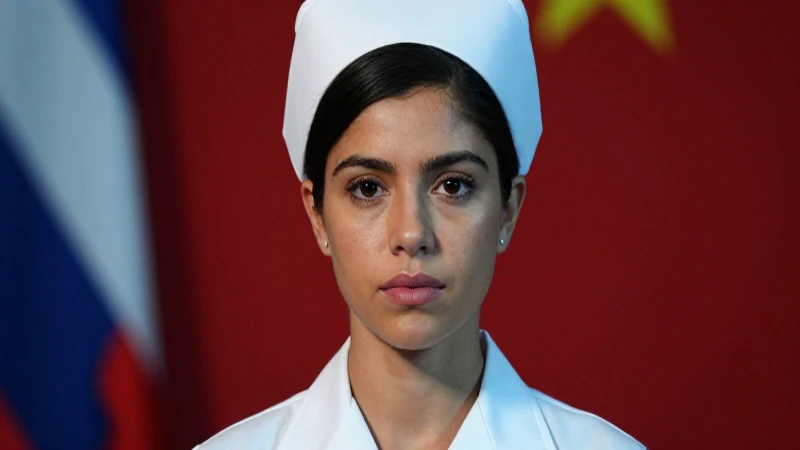 Retrato dramático de enfermera militar mexicana