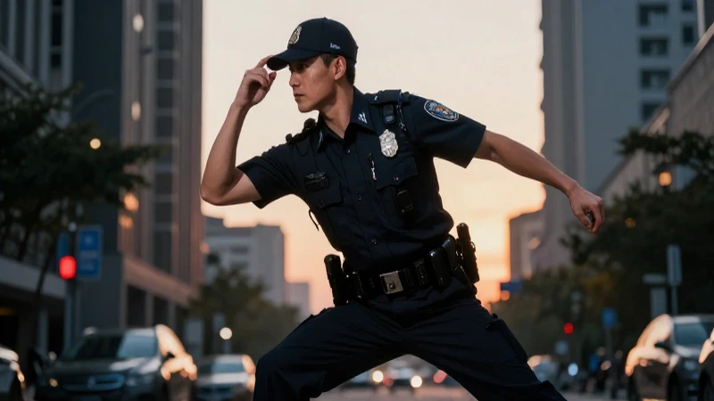 Oficial de policía profesional con estilo cinematográfico