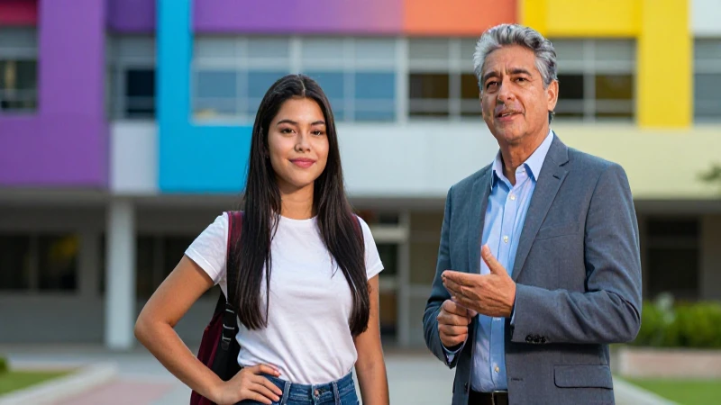 Estudiante mexicano joven y mentor en campus