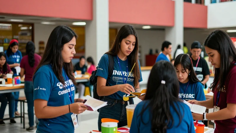 Estudiante mexicano haciendo servicio en la universidad