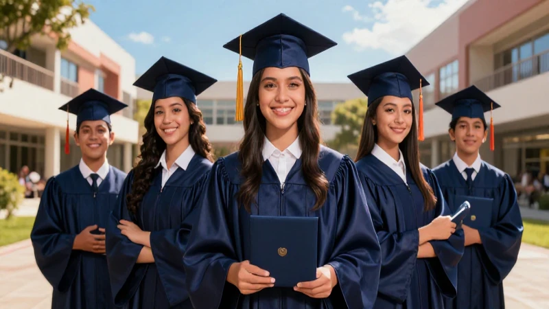 Estudiante mexicano feliz graduándose en campus