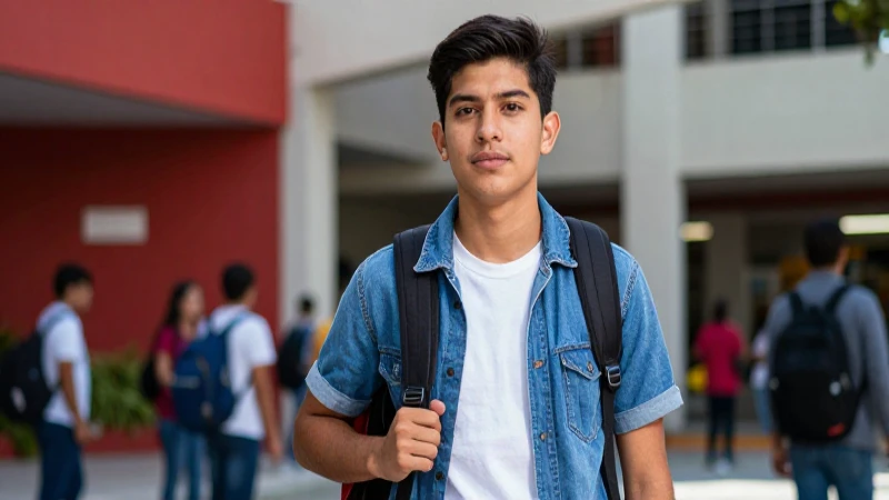Joven estudiante mexicano vibrante, fotografía profesional de alta calidad