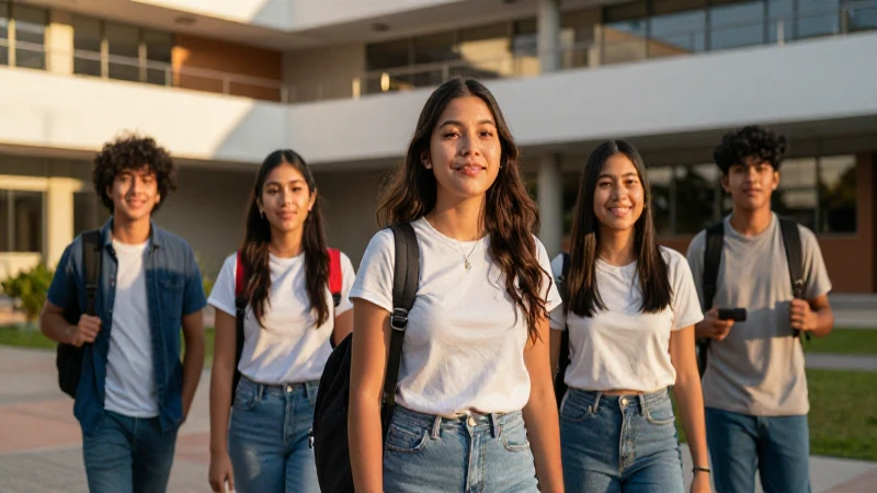 Estudiantes mexicanos diversos en un ambiente moderno