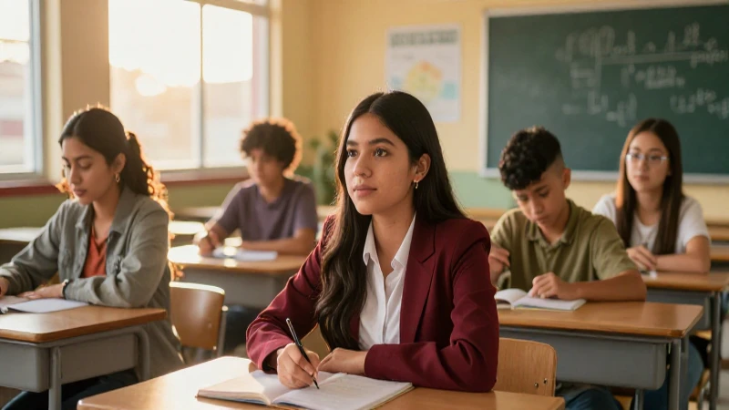 Estudiante mexicana exitosa en un ambiente moderno