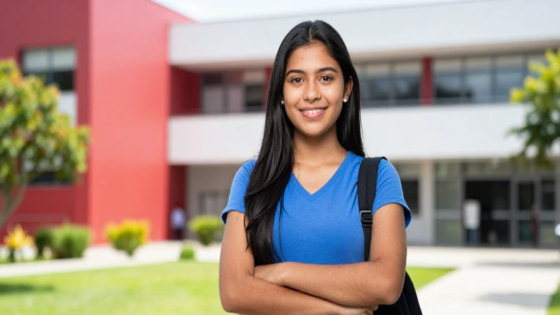 Estudiante mexicano con oportunidades en moderno campus universitario