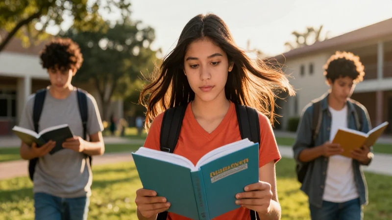 Joven mexicana ambiciosa en el campus