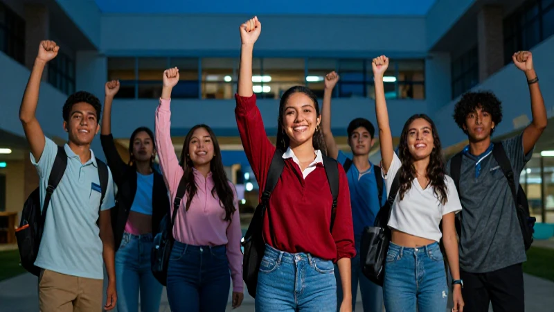 Estudiantes mexicanos celebrando logros académicos