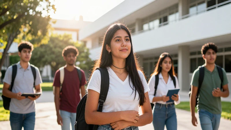 Campus moderno con estudiantes mexicanos