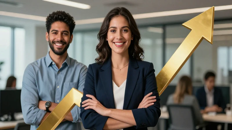 Joven mexicano sonriente con crecimiento financiero abstracto