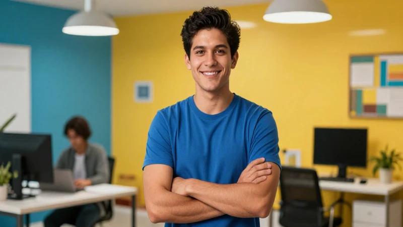 Joven mexicano con confianza en oficina moderna