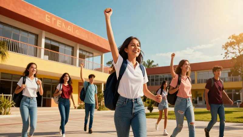 Ilustración dinámica del éxito estudiantil mexicano