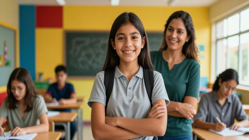 Estudiante mexicano sonríe con apoyo familiar