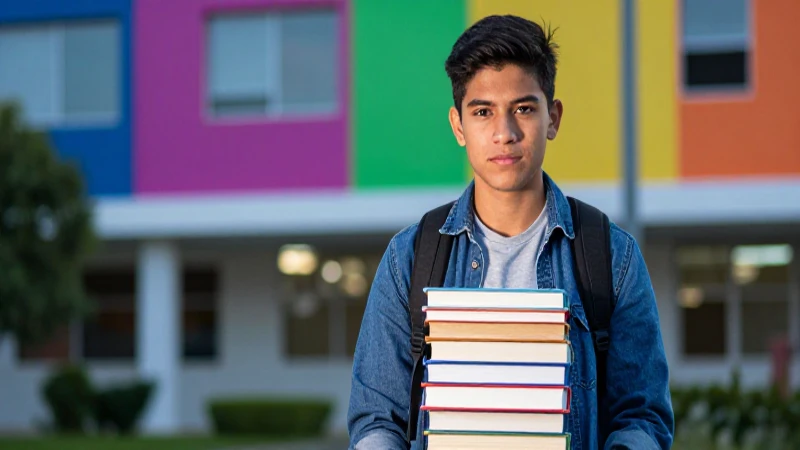 Estudiante mexicano de libros modernos y vibrantes