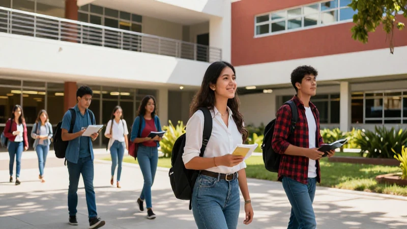 Estudiante mexicano moderno en campus vibrante
