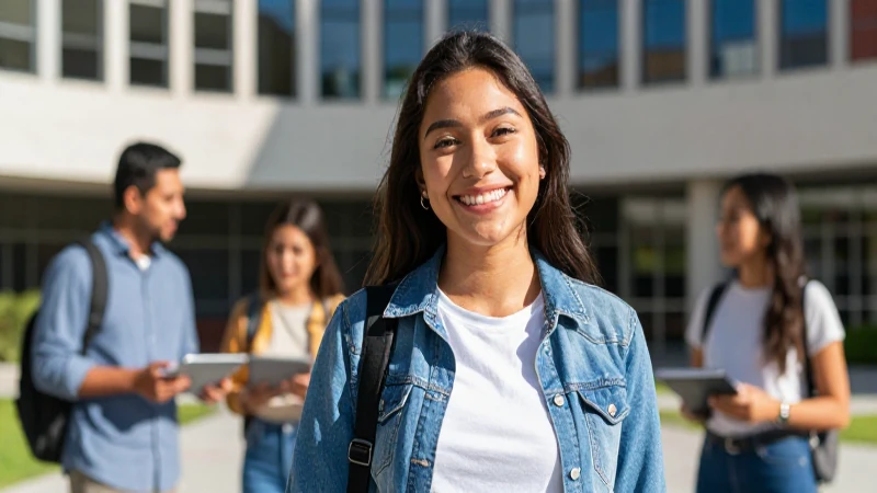 Estudiante mexicano sonriente en campus universitario