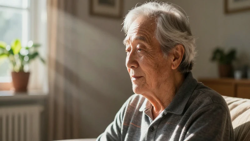 Adulto mayor bañado en luz cálida