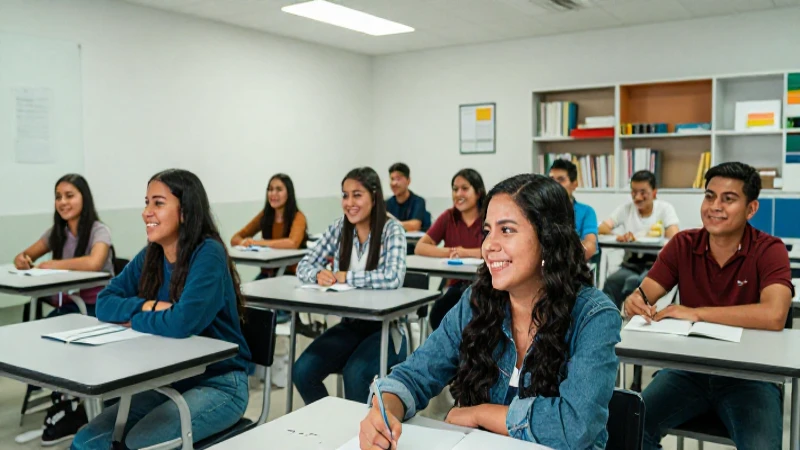 Estudiantes mexicanos son felices en un aula vibrante
