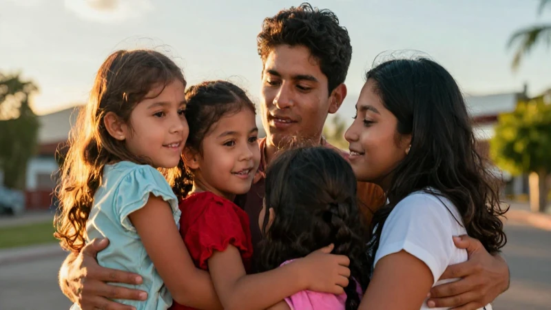 Familia mexicana vibrante en luz dorada