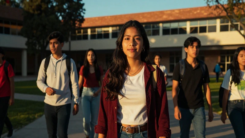 Estudiante mexicano vibrante en luz dorada