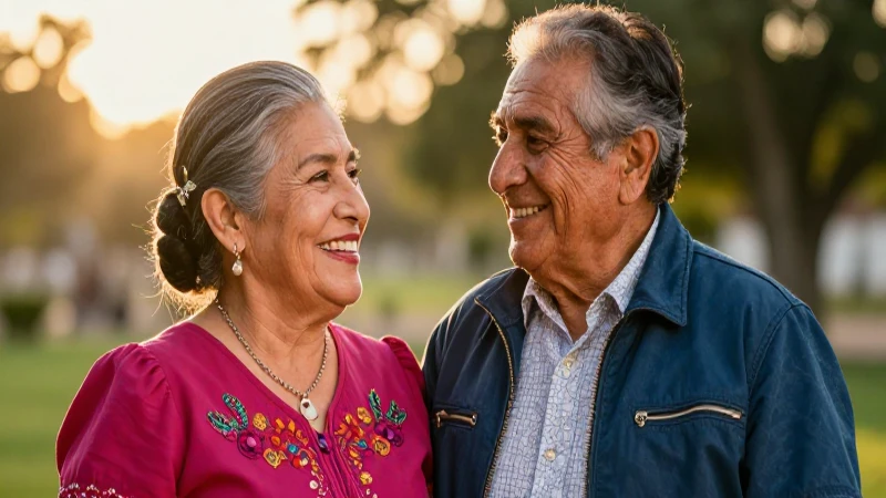 Pareja mexicana feliz en mágica hora dorada