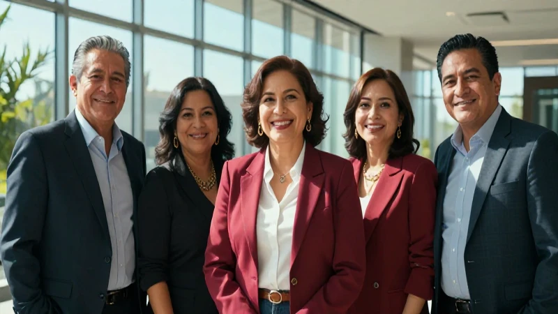 Mexicanos sonrientes en luz brillante y moderna
