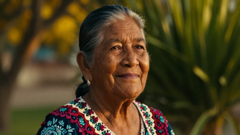 Retrato cálido y esperanzador de anciana mexicana