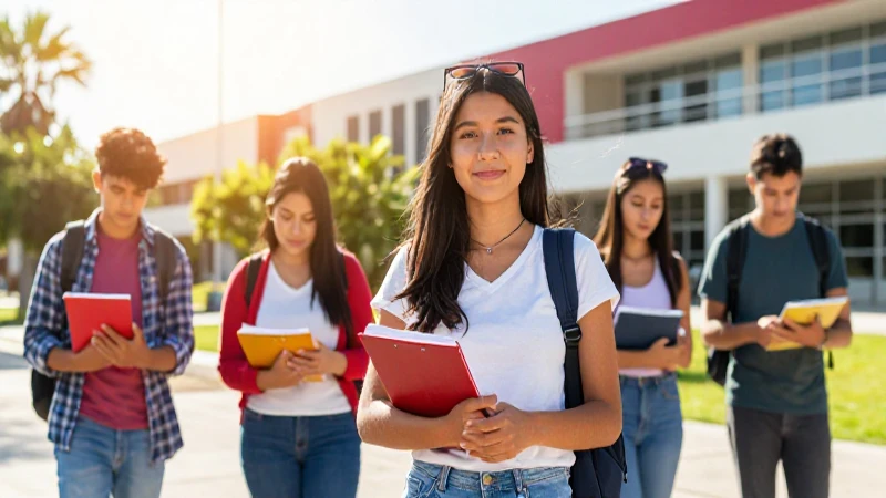 Estudiante mexicano, campus brillante, oportunidad vibrante