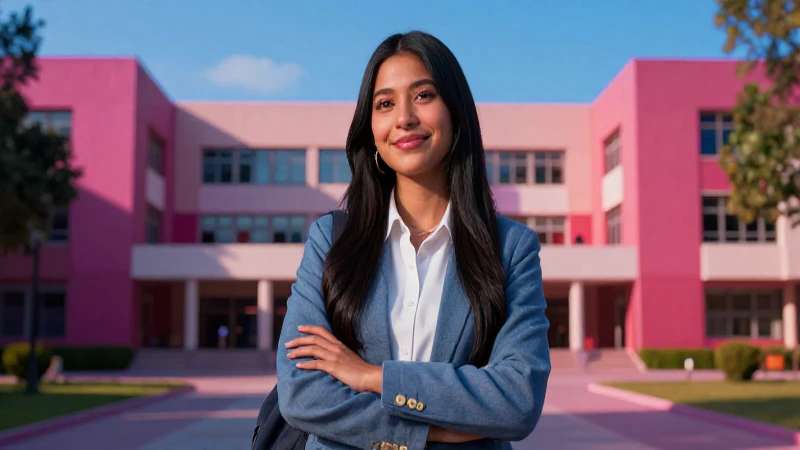 Estudiante mexicano logrando éxito en una universidad moderna