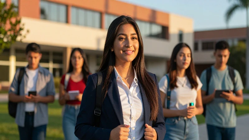Joven mexicano brillante en campus universitario