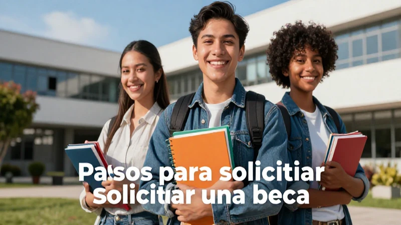 Estudiante mexicano sonriente con libros y beca