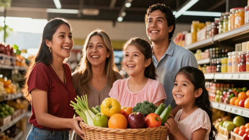 Familia mexicana diversa y esperanzada en un entorno moderno