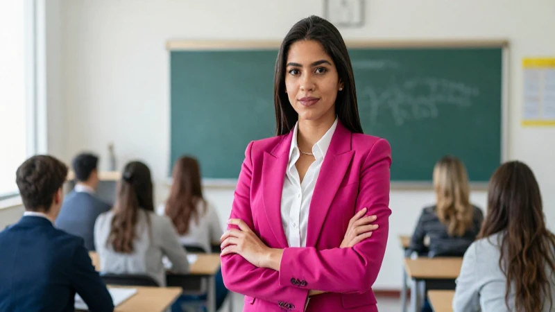 Joven mujer mexicana profesional en clase moderna