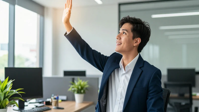 Profesional joven mexicano en oficina moderna brillante