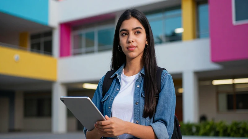 Joven estudiante mexicano en campus, estilo cinematográfico