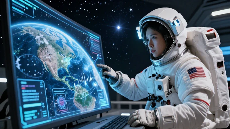 Astronaut futurista en cabina de NASA