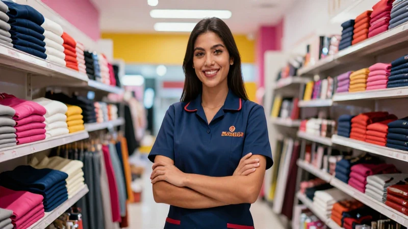 Mujer mexicana sonriente en tienda profesional
