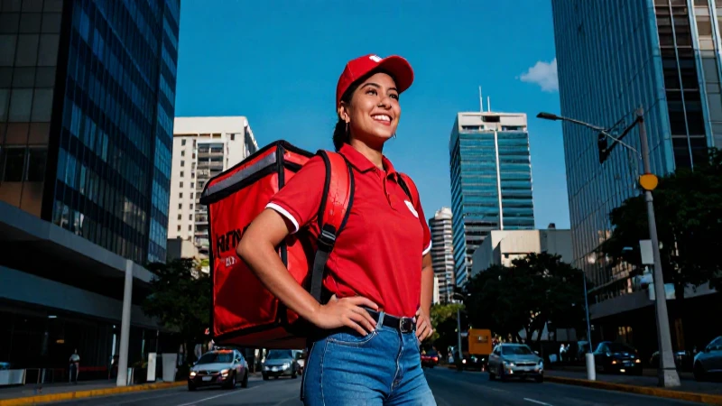 Repartidor mexicano dinámico en vibrante CDMX