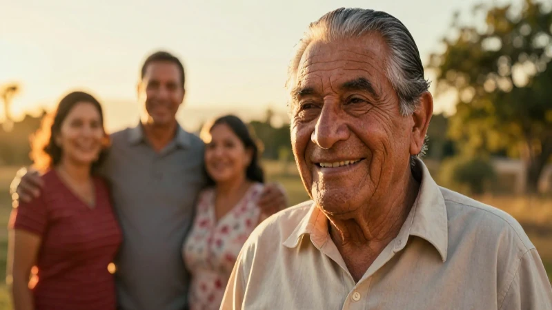 Anciano mexicano feliz con oportunidades
