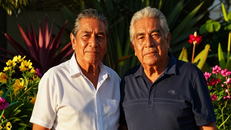 Pareja mexicana elegante en jardín al atardecer