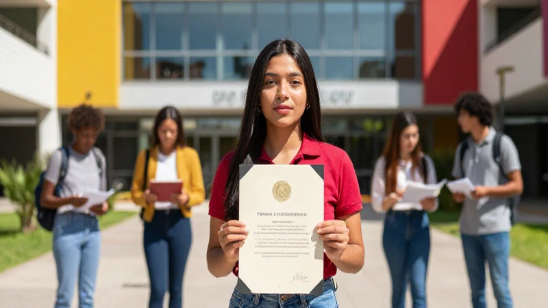 Estudiante mexicano en campus moderno y vibrante