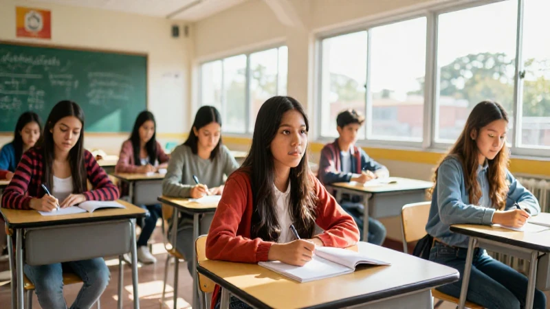 Joven estudiante mexicano en aula luminosa