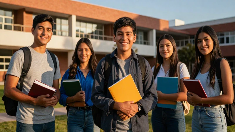 Estudiantes mexicanos sonríen en el campus universitario