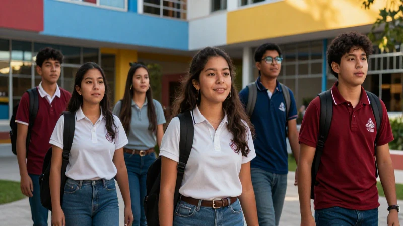 Estudiantes mexicanos exitosos en campus moderno