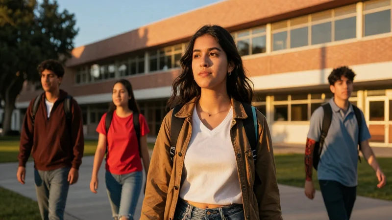 Estudiante mexicano en campus con estilo cinemático