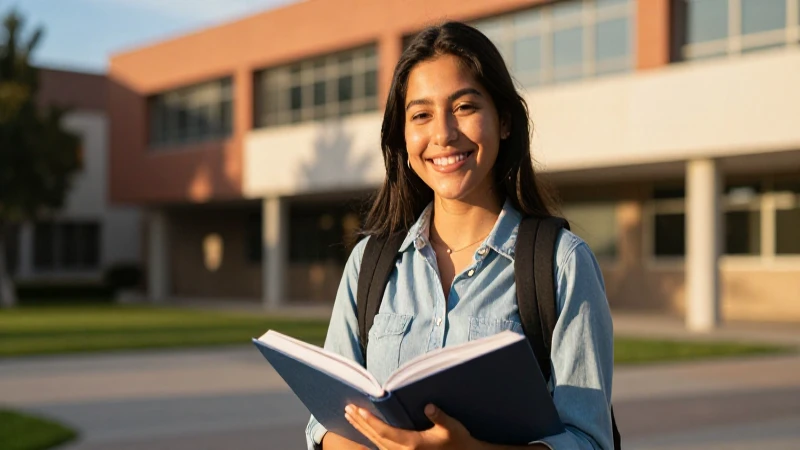 Retrato cinemático de estudiante mexicano sonriente