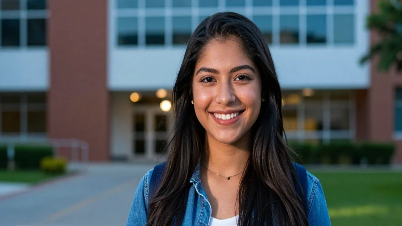 Estudiante mexicana sonriente simboliza éxito universitario