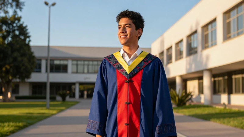 Estudiante mexicano triunfa en campus universitario moderno
