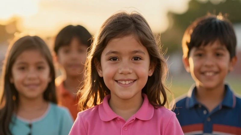 Retrato cinematográfico de niño mexicano sonriente