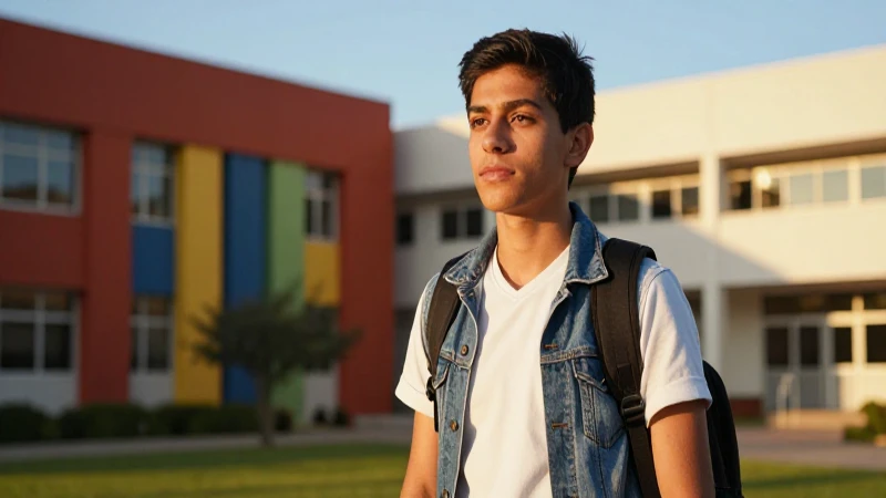 Estudiante mexicano determinado en campus vibrante